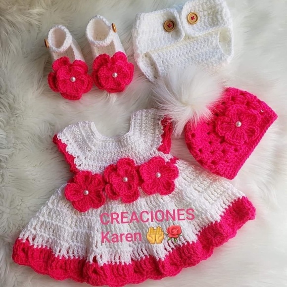 Home made in crochet dress for baby 0-3 mth - Picture 1 of 1
